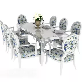 Mediterranean Table And Table Chair 3d model