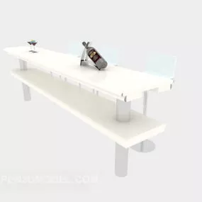 White Elegant Meeting Table And Chair 3d model