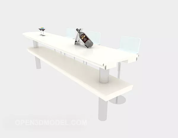 White Elegant Meeting Table And Chair 3d model White Elegant Meeting Table And Chair 3d model