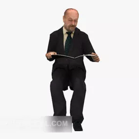 Character Men With Newspaper 3d model