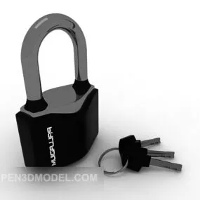 Metal Door Lock Black Color 3d model