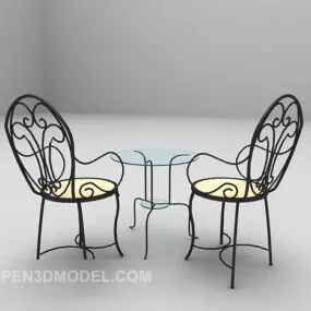 Metal Table And Chair Furniture Set 3d model