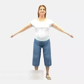 Lady White Shirt Character 3d model
