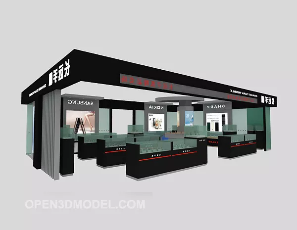 Exhibition Showcase Green Color 3d model