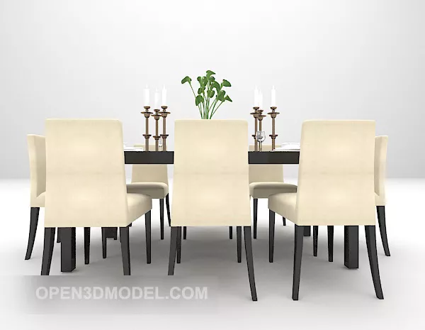 Modern Black Table With High Back Chair 3d model Modern Black Table With High Back Chair 3d model