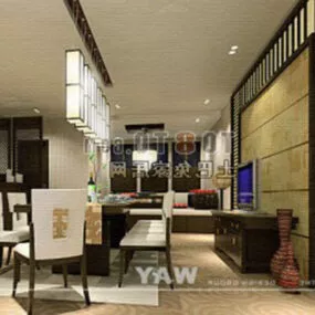 Modern Chinese Table Home Interior 3d model