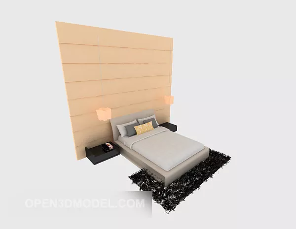 Modern Common Double Bed 3d model Modern Common Double Bed 3d model