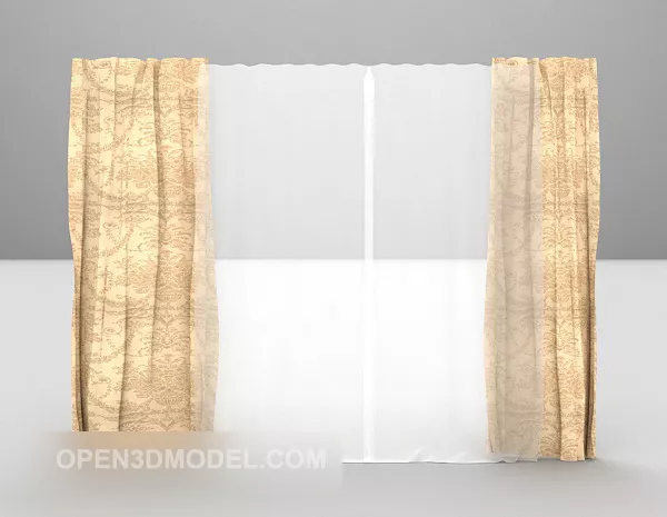 Modern Curtain Two Layers 3d model Modern Curtain Two Layers 3d model