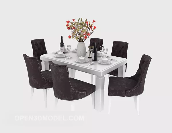 Modern European Dinning Table Set 3d model Modern European Dinning Table Set 3d model