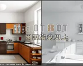 Modern Kitchen Wood Cabinet 3d model
