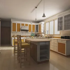 Modern Kitchen Wooden Furniture 3d model