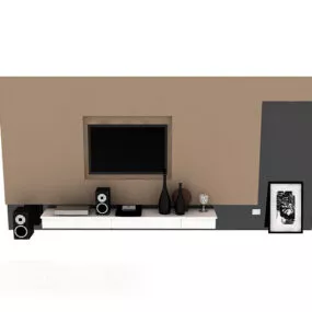 Modern Style Tv Wood Wall 3d model