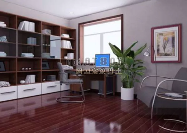 Modern Study Room With Shelves 3d model Modern Study Room With Shelves 3d model