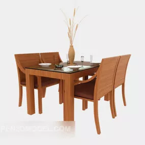Wooden Dining Table Modern Comfortable 3d model