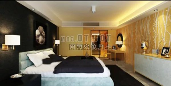 Modern Bedroom Warm Lighting Interior 3d model Modern Bedroom Warm Lighting Interior 3d model