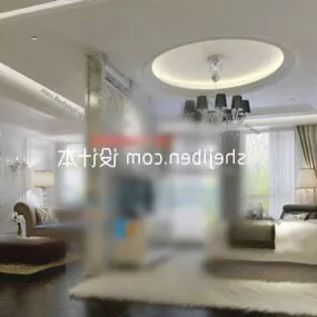 Modern Bedroom With Ceiling Decoration 3d model