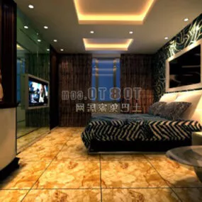 Modern Bedroom Dark Lighting 3d model