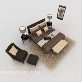 Modern Bedroom Double Bed 3d model