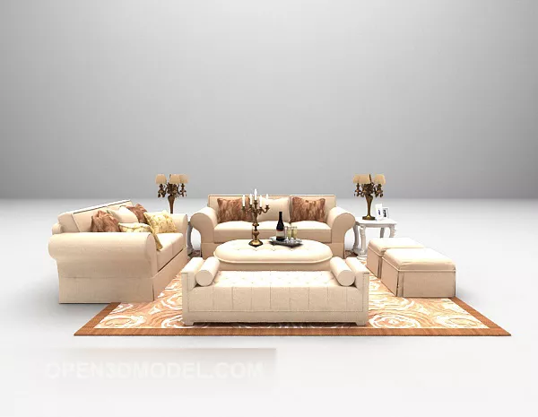 Modern Beige Sofa 3d model Modern Beige Sofa 3d model