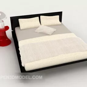 Modern Black Double Bed 3d model