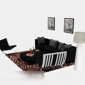 Modern Black Multi-seaters Sofa 3d model