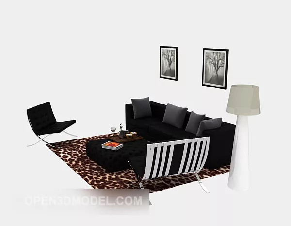 Modern Black Multi-seaters Sofa 3d model Modern Black Multi-seaters Sofa 3d model