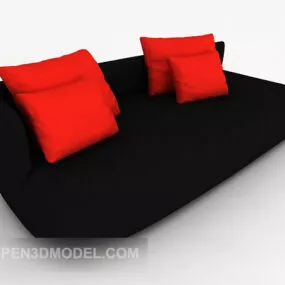 Modern Black Simple Double Sofa 3d model