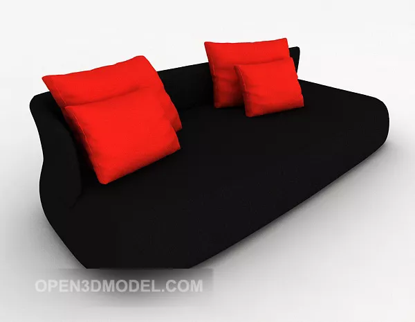 Modern Black Simple Double Sofa 3d model Modern Black Simple Double Sofa 3d model