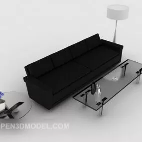 Modern Black Simple Sofa Leather 3d model
