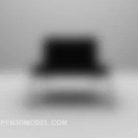 Modern Black Sofa Metal Leg 3d model