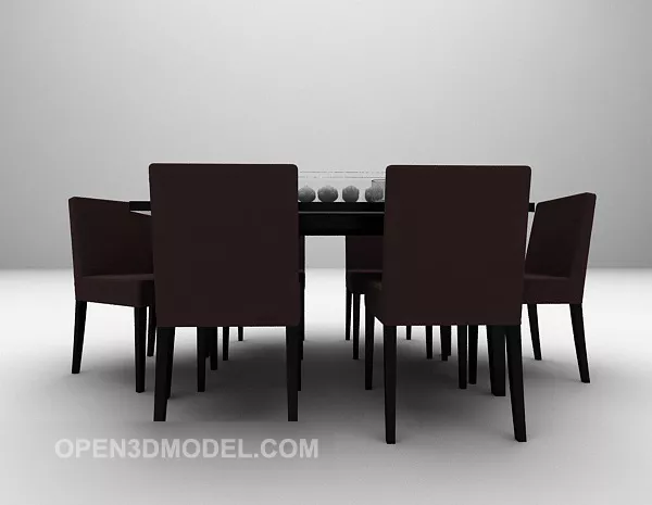 Modern Black Dinning Table And Chair 3d model Modern Black Dinning Table And Chair 3d model