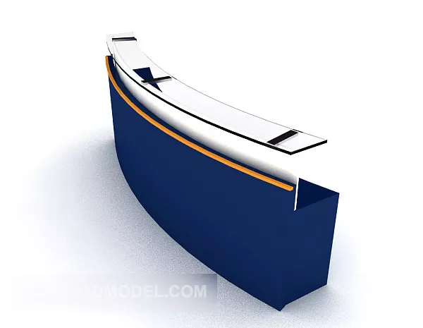 Curved Reception Office Desk Workstation 3d model