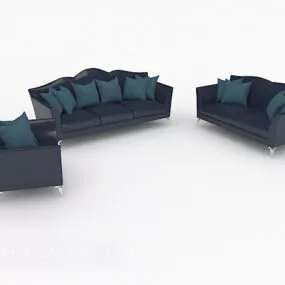 Modern Blue Minimalist Combination Sofa 3d model