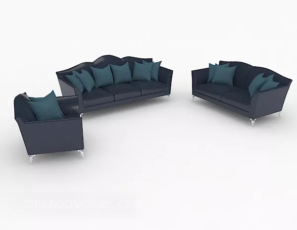 Modern Blue Minimalist Combination Sofa 3d model Modern Blue Minimalist Combination Sofa 3d model