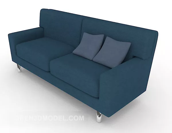 Modern Blue Fabric Simple Double Sofa 3d model Modern Blue Fabric Simple Double Sofa 3d model
