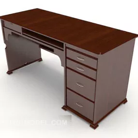 Modern Brown Desk Wooden 3d model