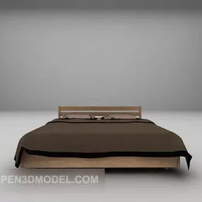 Modern Brown Mattress Double Bed 3d model
