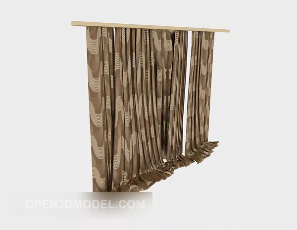 Modern Brown Fabric Curtain 3d model Modern Brown Fabric Curtain 3d model