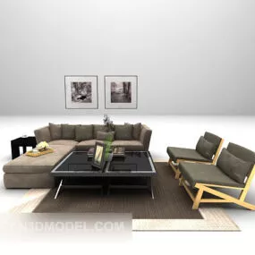 Modern Brown Sofa Furniture 3d model