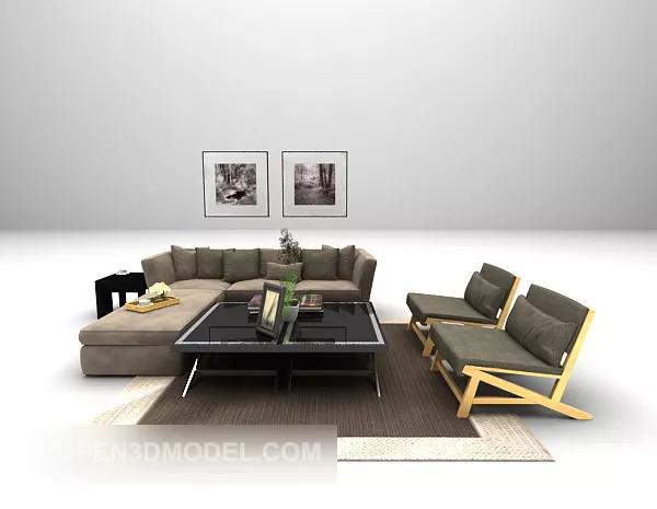 Modern Brown Sofa Furniture 3d model Modern Brown Sofa Furniture 3d model