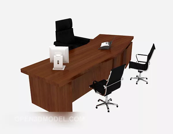 Modern Brown Solid Wood Desk 3d model Modern Brown Solid Wood Desk 3d model