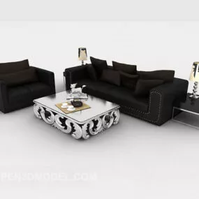 Modern Business Black Sofa 3d model