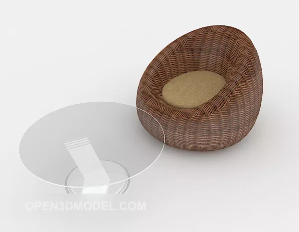 Modern Casual Brown Table And Chair Combination 3d model Modern Casual Brown Table And Chair Combination 3d model