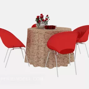 Modern Casual Dining Table And Chair 3d model