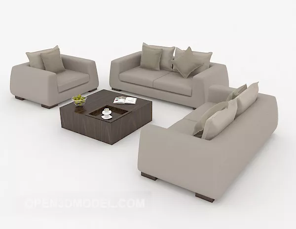 Modern Casual Home Grey Sofa Sets 3d model Modern Casual Home Grey Sofa Sets 3d model