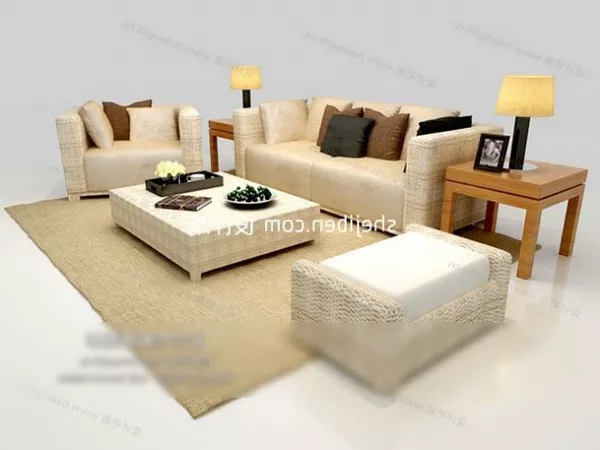 Modern Yellow Sofa Table Set 3d model Modern Yellow Sofa Table Set 3d model