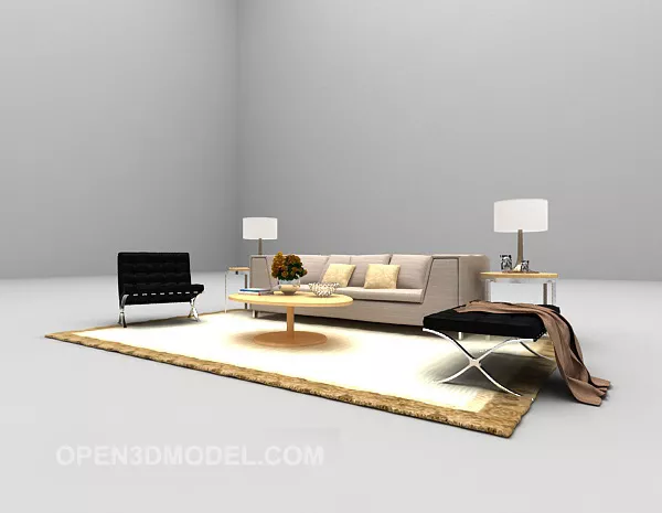 Modern Sofa Furniture With Carpet Lamp 3d model Modern Sofa Furniture With Carpet Lamp 3d model