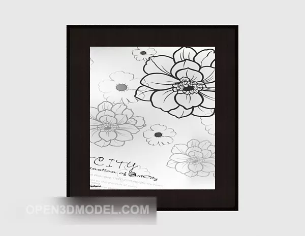 Chinese Painting With Antique Text 3d model