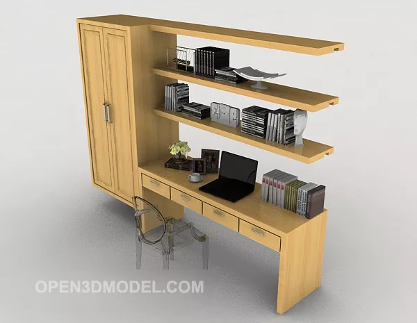 Modern Desk And Chair Wooden 3d model Modern Desk And Chair Wooden 3d model