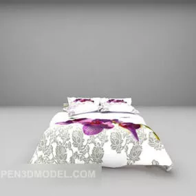 Modern Bed White Blanket Furniture 3d model